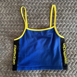 Blue and Yellow Cropped Tank Top
